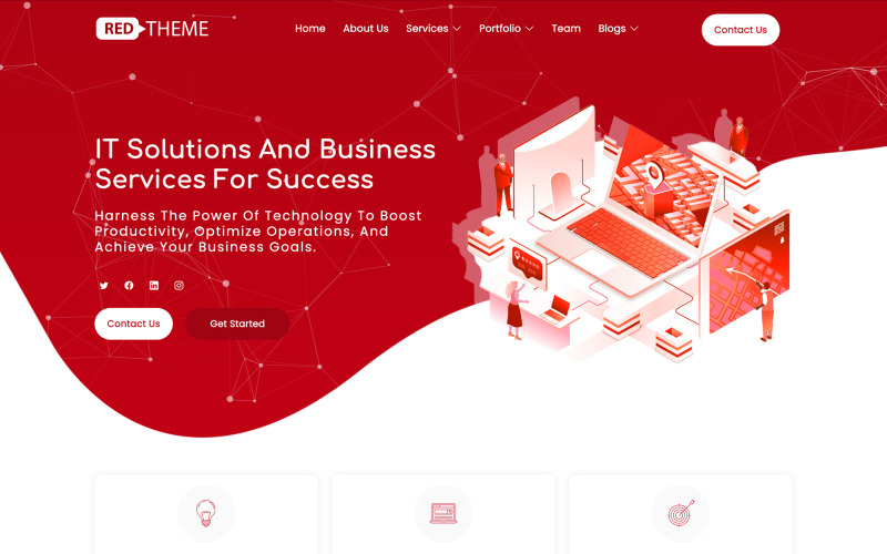 RedTheme - Wielofunkcyjny szablon witryny internetowej dla rozwiązań informatycznych i usług biznesowych