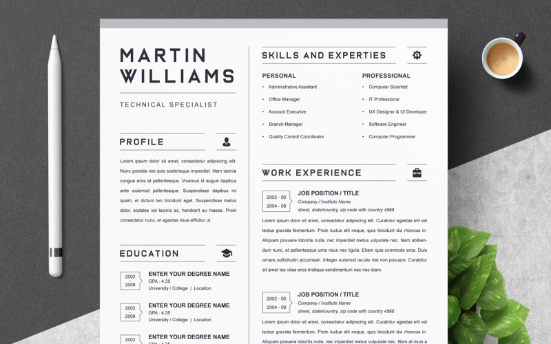 Resume Template Design CV Template Layout - TemplateMonster