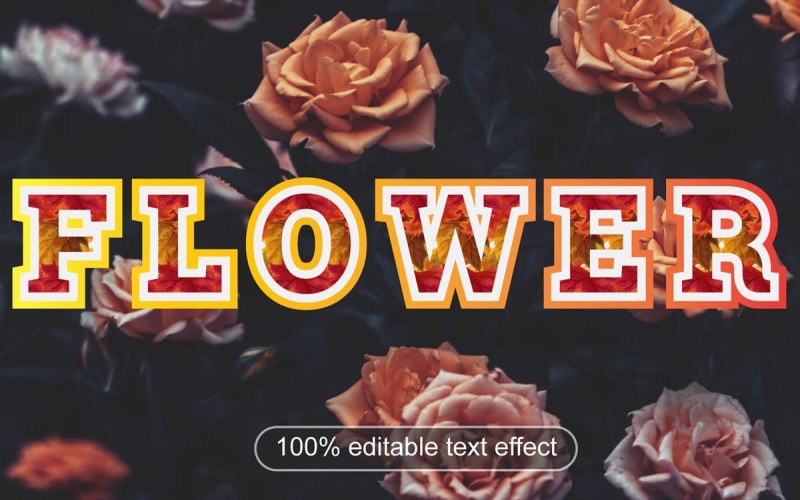 Szablon efektu tekstowego kwiatów róży