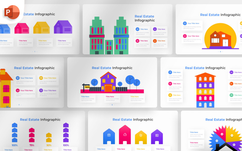 Szablon infografiki programu PowerPoint dotyczący nieruchomości