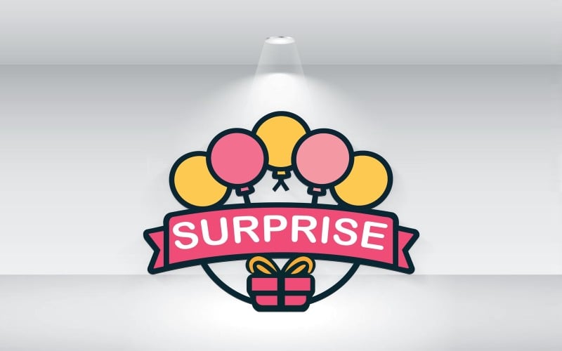 Ballonnen verrassing cadeauwinkel Logo sjabloon Vector