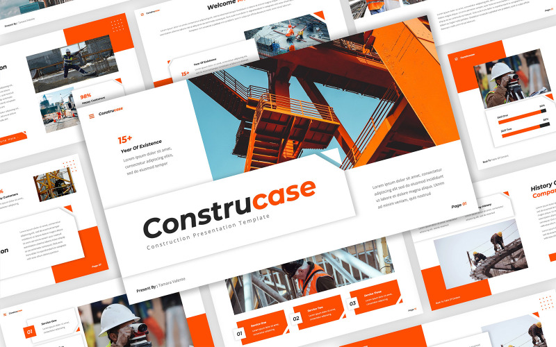 Constructe — szablon prezentacji Google dotyczący budowy