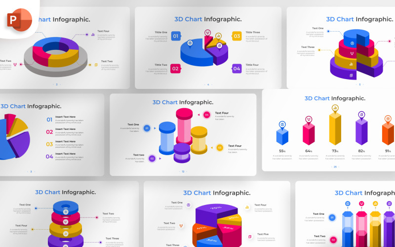 3D Grafik PowerPoint İnfografik Şablonu