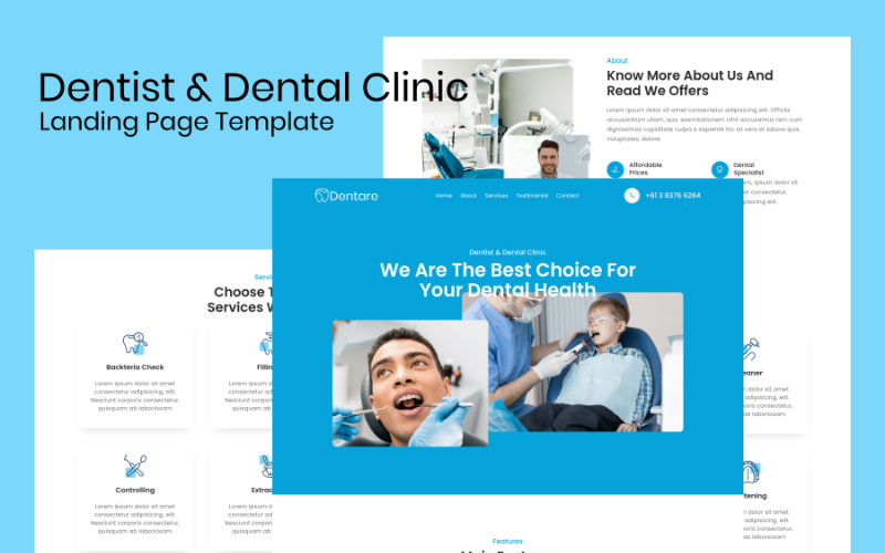 Dentare - modelo de página inicial para dentista e clínica odontológica