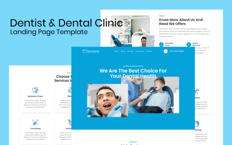 Dentare - Шаблон целевой страницы стоматолога и стоматологической клиники