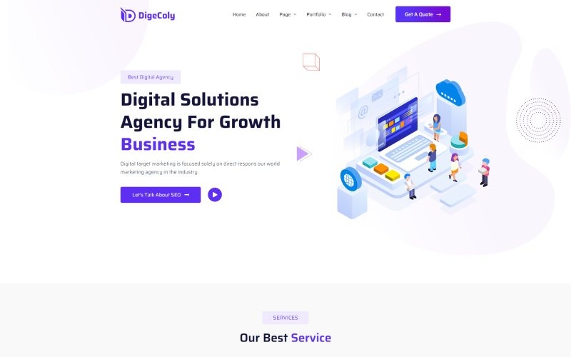 Digecoly — HTML5-шаблон агентства цифрового маркетинга и современного бизнеса