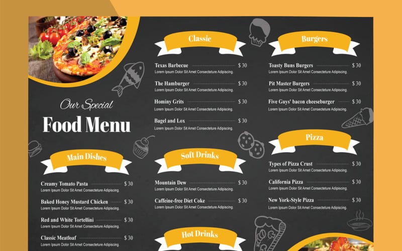 Food Menu Design Template Layout #374524 - Templatemonster