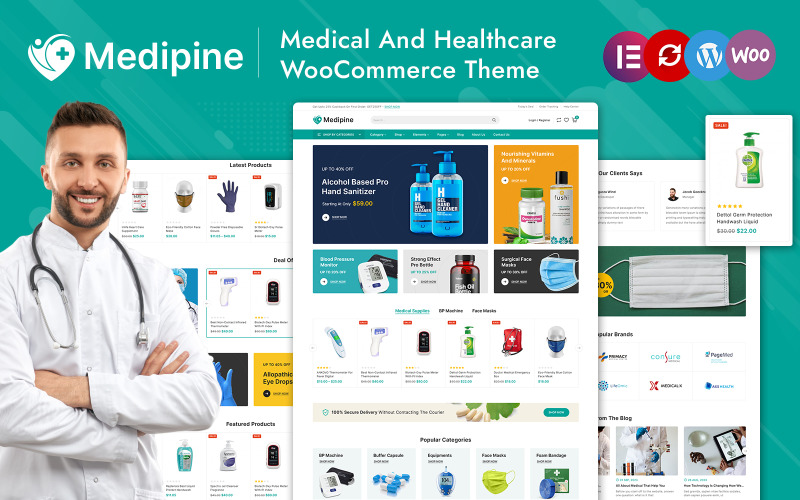 Medipine - Geneeskunde, gezondheidszorg en medische winkel Elementor WooCommerce responsief thema