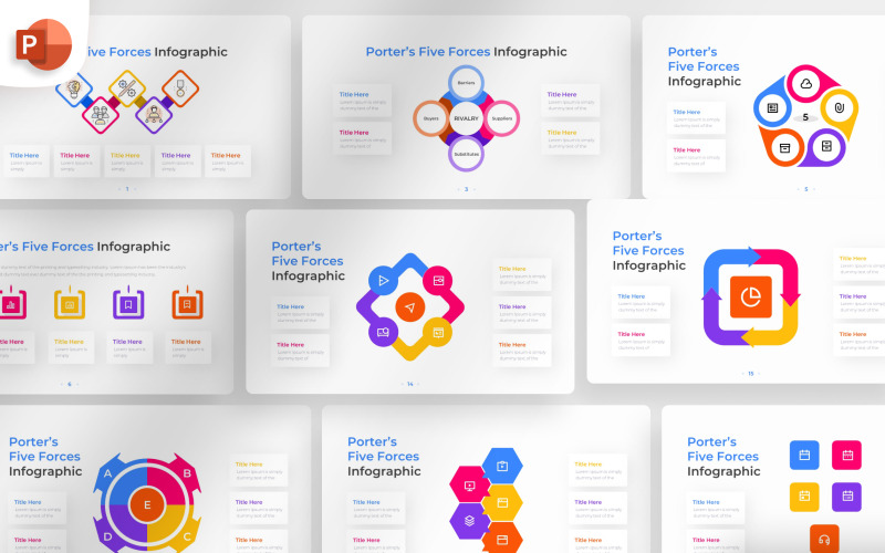 Modello di infografica PowerPoint delle cinque forze di Porter