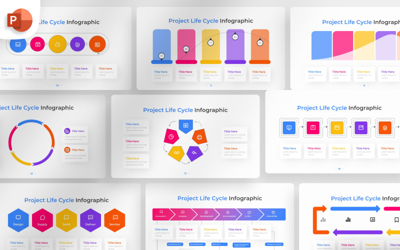 Modello di infografica PowerPoint sul ciclo di vita del progetto