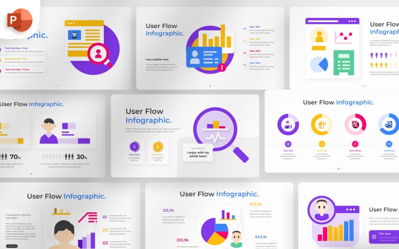 Modelo de infográfico do PowerPoint de fluxo de usuário