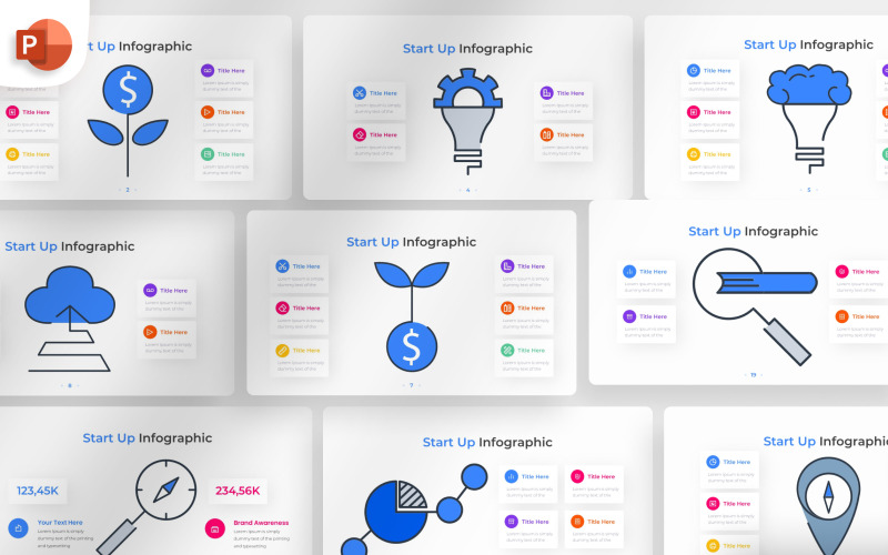 Modelo de infográfico do PowerPoint para startups