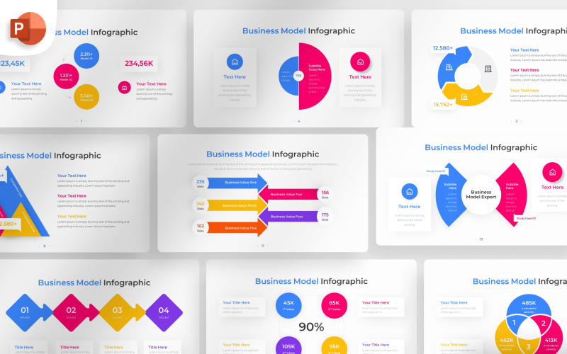 Modelo infográfico do PowerPoint de modelo de negócios