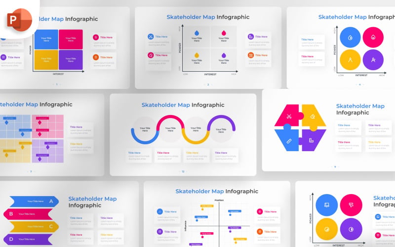 Modelo infográfico do PowerPoint do mapa das partes interessadas