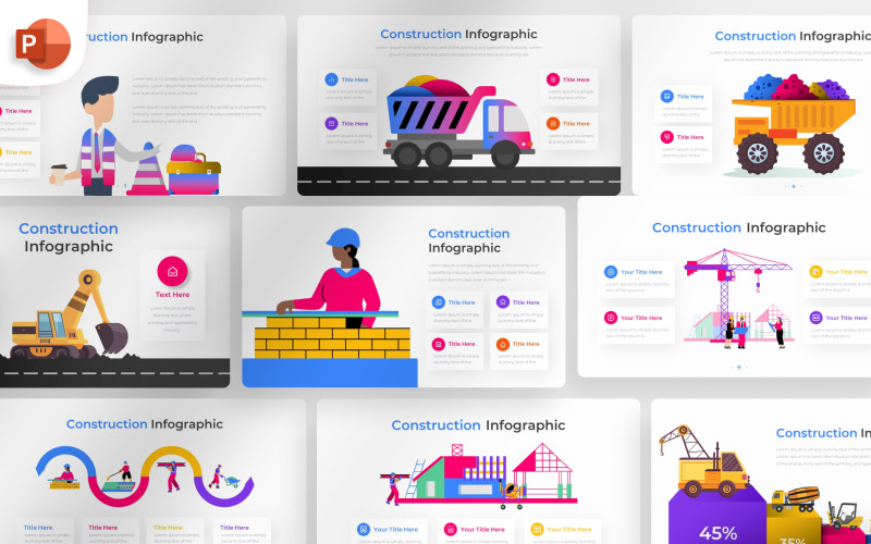 PowerPoint-Infografik-Vorlage für den Bau