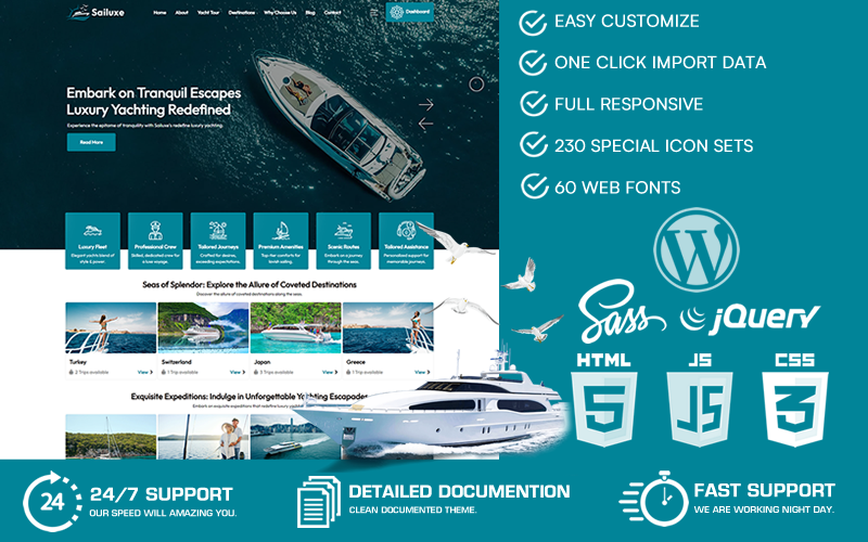Sailuxe - Tema de WordPress para alquiler y recorrido en yate
