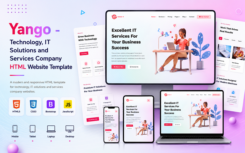 Yango - šablona webových stránek HTML pro technologickou, IT řešení a služby
