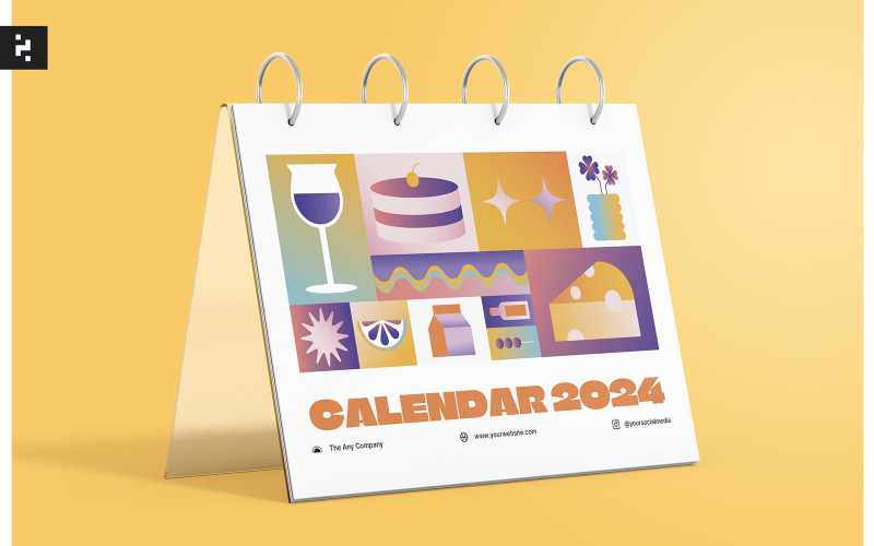 Calendario 2024 con gradiente creativo