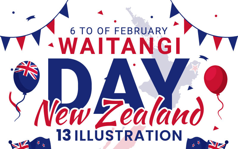 13 Feliz día de Waitangi Ilustración