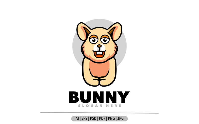 Modèle de conception de logo de dessin animé de mascotte de lapin