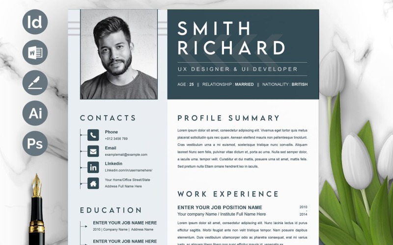 Modèle de CV créatif avec mise en page photo moderne