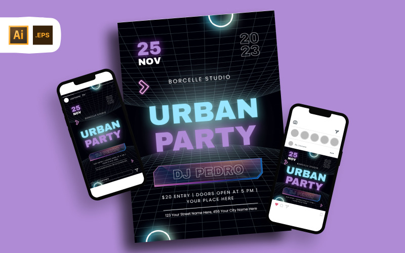Modèle de flyer de fête urbaine de l'an 2000