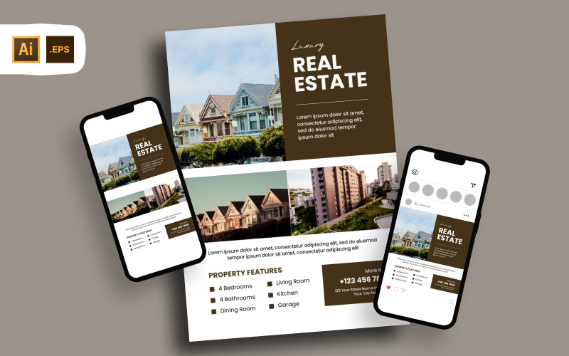Modèle de Flyer immobilier de luxe