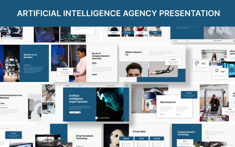 Modello di presentazione PowerPoint per l'Agenzia per l'intelligenza artificiale