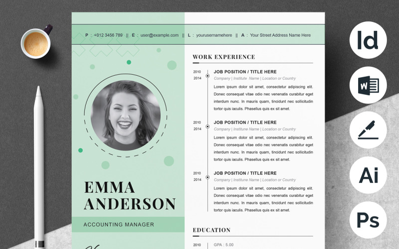 Moderna CV-mall och InDesign-format