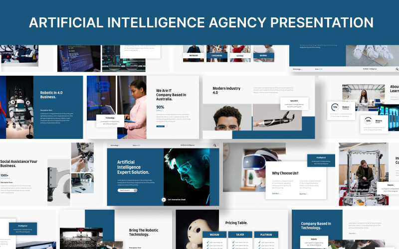 Plantilla de presentación de PowerPoint de la agencia de inteligencia artificial