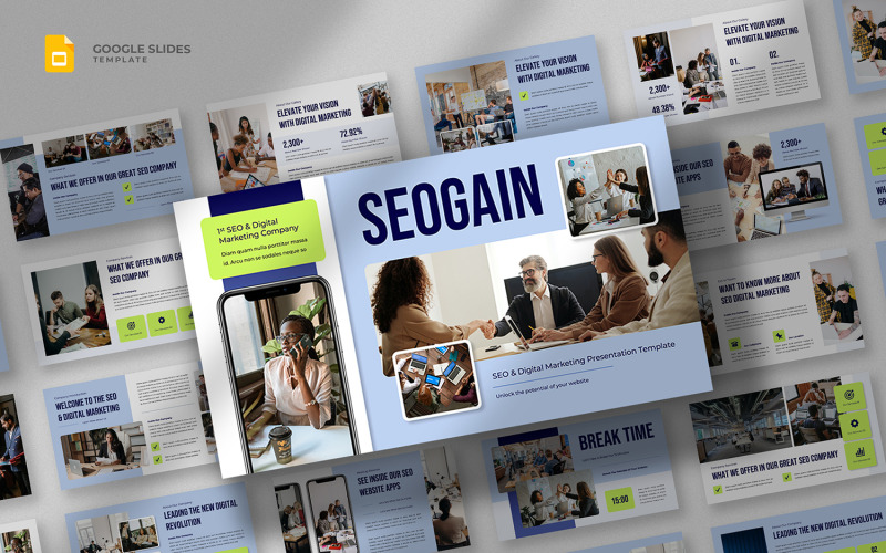 Seogain - SEO och digital marknadsföring Google Slides Mall