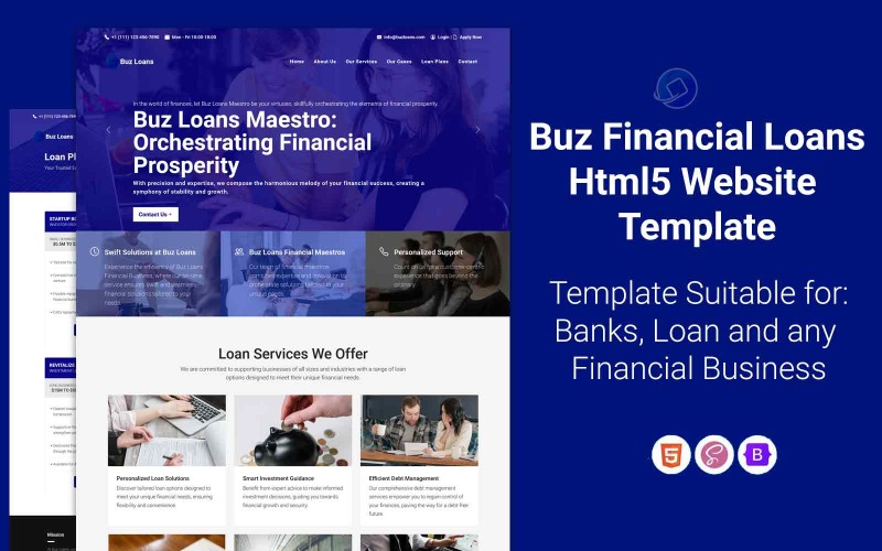 Buz Financial Loans - Plantilla de sitio web HTML5 Sectores financiero ...