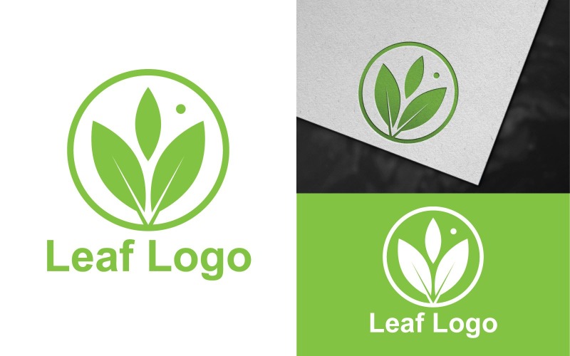 Circle Leaf Logo Template Design