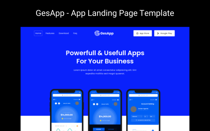 GesApp - Modello di pagina di destinazione dell'app