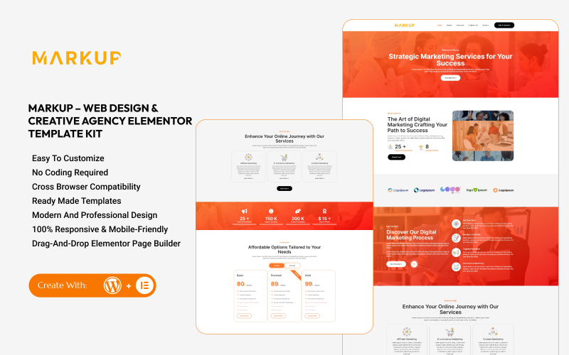 Markup – Kit de plantillas Elementor para agencias de diseño web y creatividad