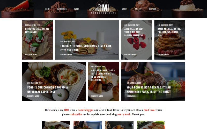 Omi – тема WordPress для блогу про їжу