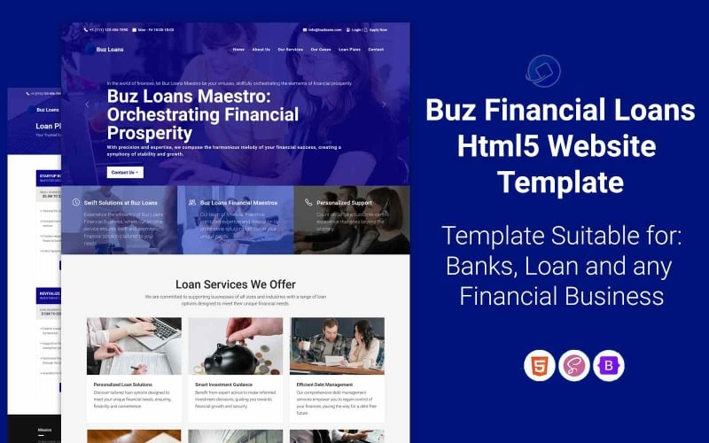 Prêts financiers Buz - Modèle de site Web Html5 Secteurs financiers et hypothécaires