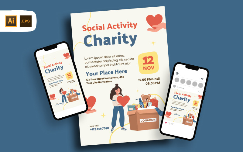 Šablona charitativního letáku sociální aktivity