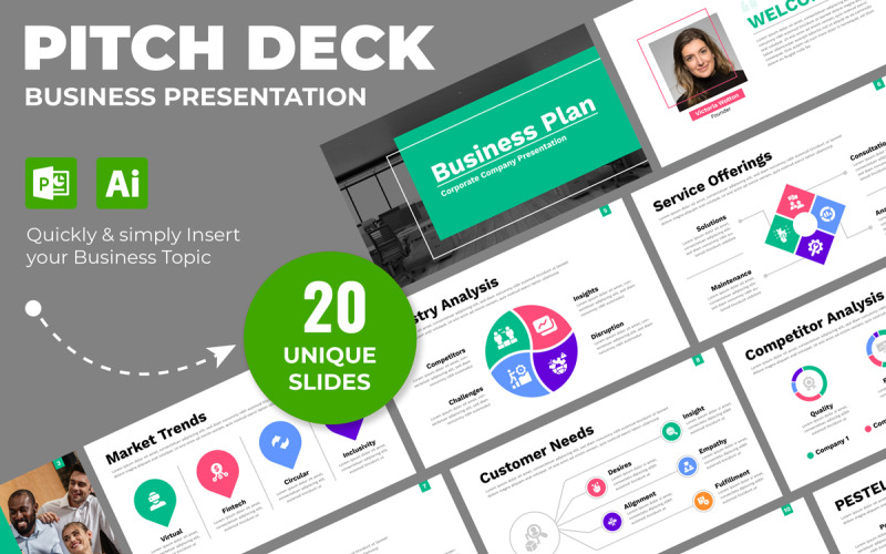 Conception du modèle de présentation du plan d'affaires Pitch Deck