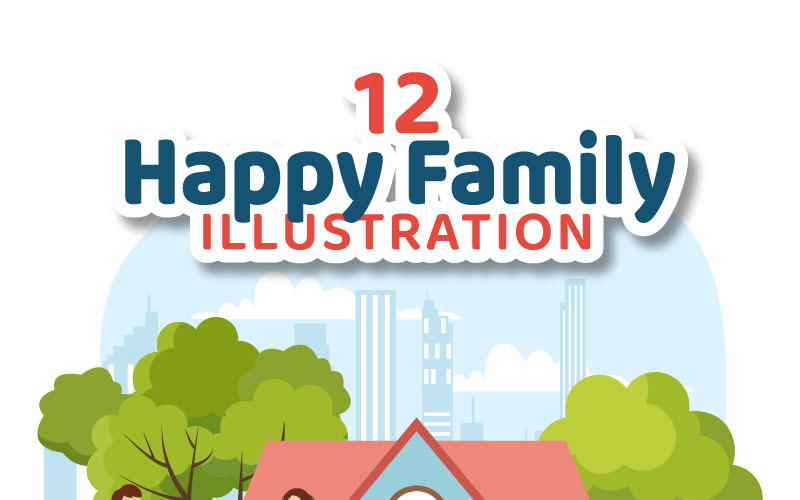 12 Ilustração de família feliz