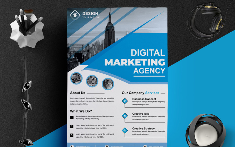 Layout del modello di volantino per agenzia di marketing