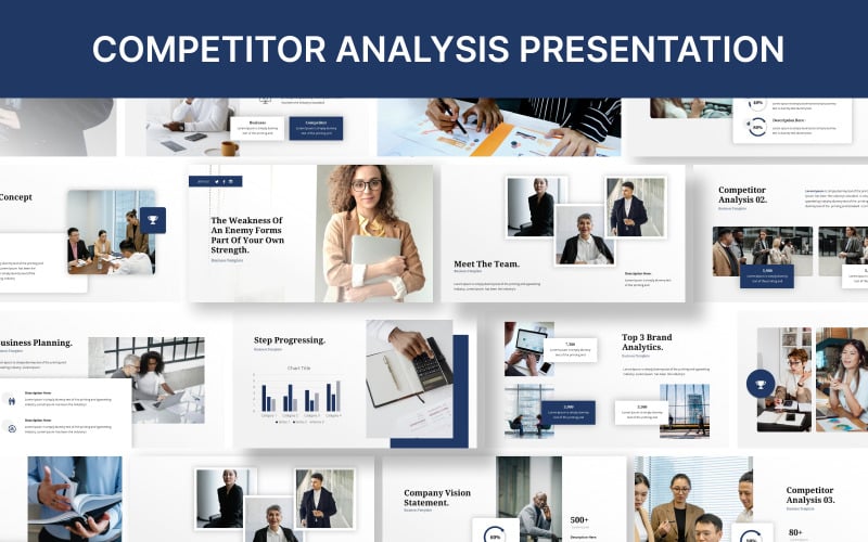 Modello di presentazione di Presentazioni Google per l'analisi della concorrenza