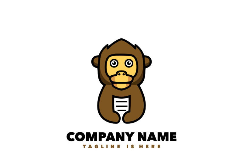 Desenho de mascote de design de logotipo de macaco de papel