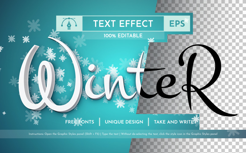 Snowflakes Winter - Editable Text Effect, Font Style