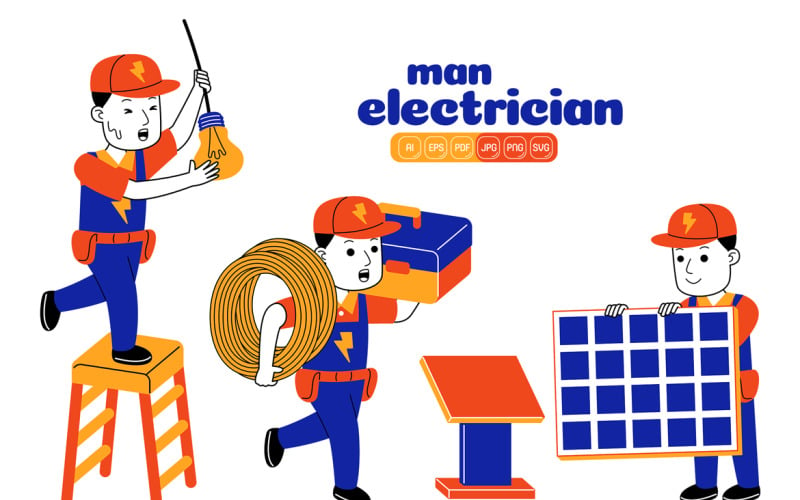 Man Electrician Vector Pack #04