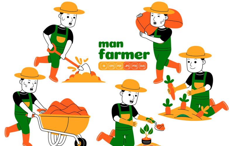 Muž Farmer Vector Pack #01