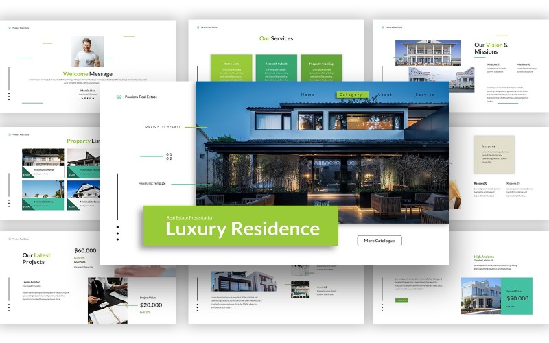 Pandora Luxusimmobilien Google Slides-Vorlage