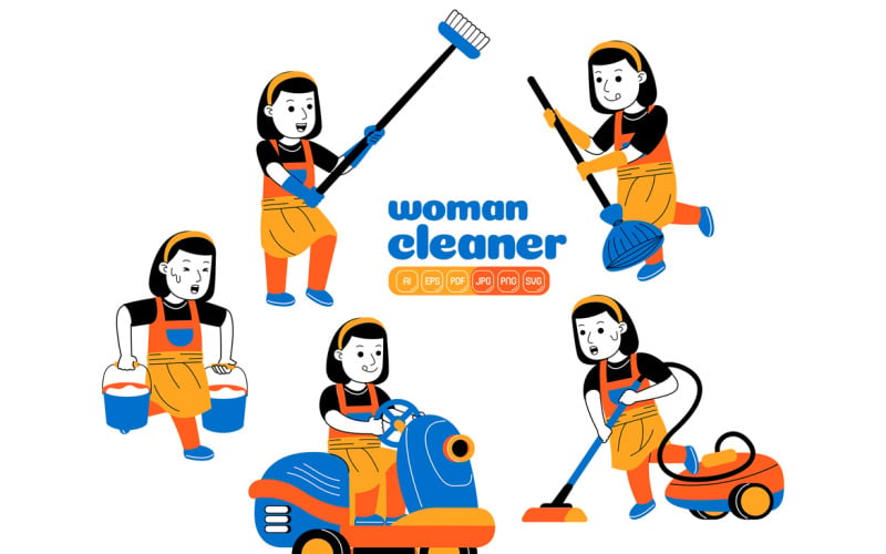 Vrouw Huis Schonere Vector Pack #02