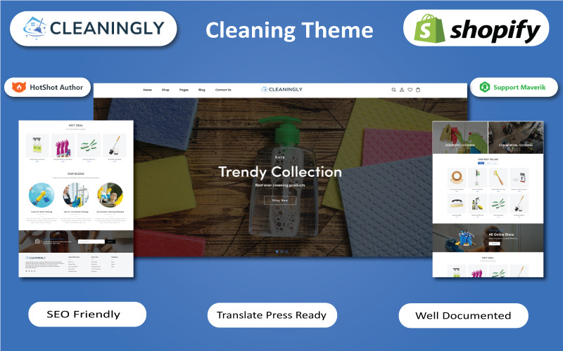Cleaningly - 清洁服务和产品 Shopify 主题