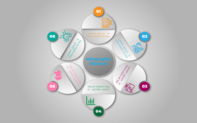 Design de modelo de elemento infográfico vetorial estilo círculo redondo.